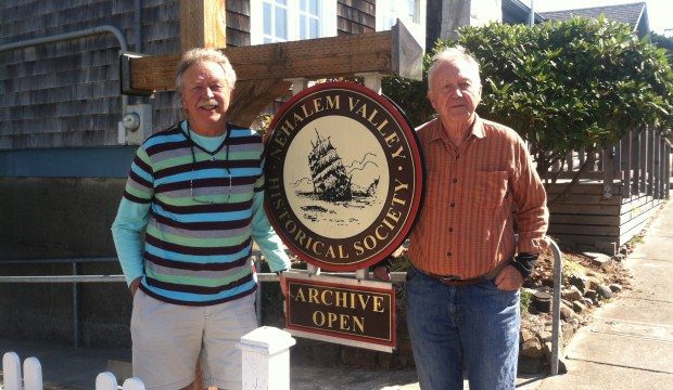 Tom Mock (left) is President of Nehalem Valley Historical Society and Mark Beach (right) is a longtime volunteer.