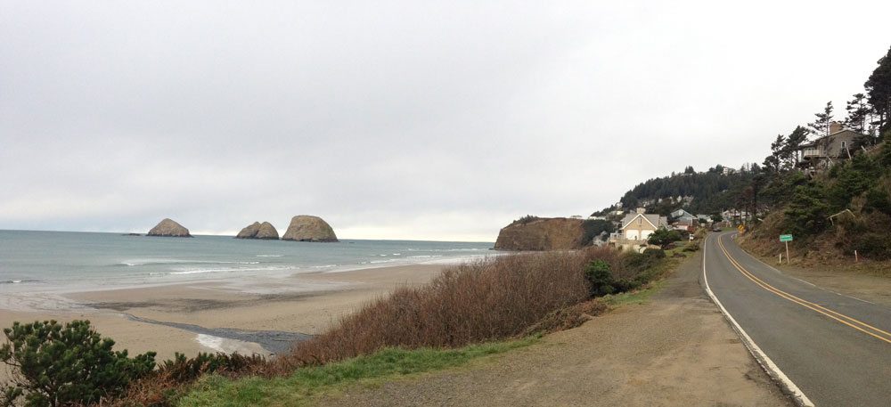 Beach next to the road