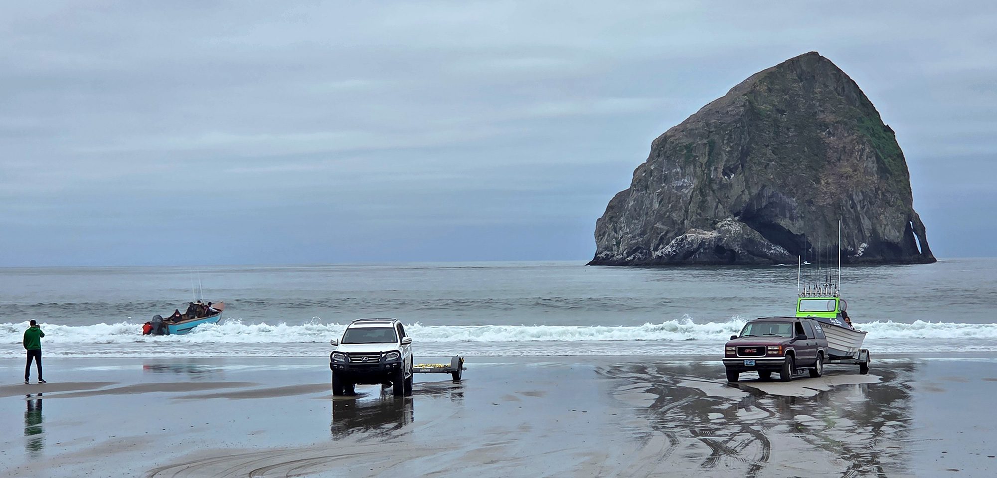 dory boats beach launch haystack rock